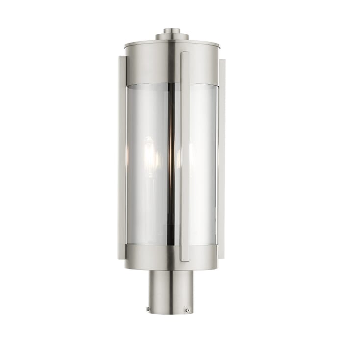 Sheridan 2-Light Outdoor Post Top Lantern in Brushed Nickel Sheridan 2-Light Outdoor Post Top Lantern in Brushed Nickel