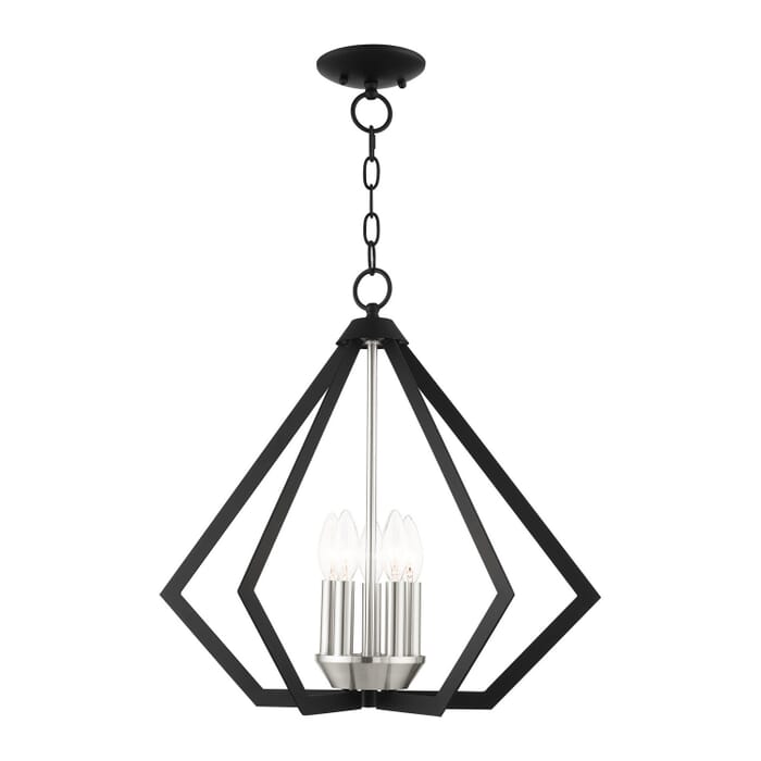 Prism 5-Light Chandelier in Black w with Brushed Nickel Cluster Prism 5-Light Chandelier in Black w with Brushed Nickel Cluster
