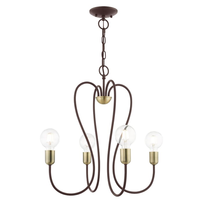 Lucerne 4-Light Chandelier in Bronze w with Antique Brasss Lucerne 4-Light Chandelier in Bronze w with Antique Brasss