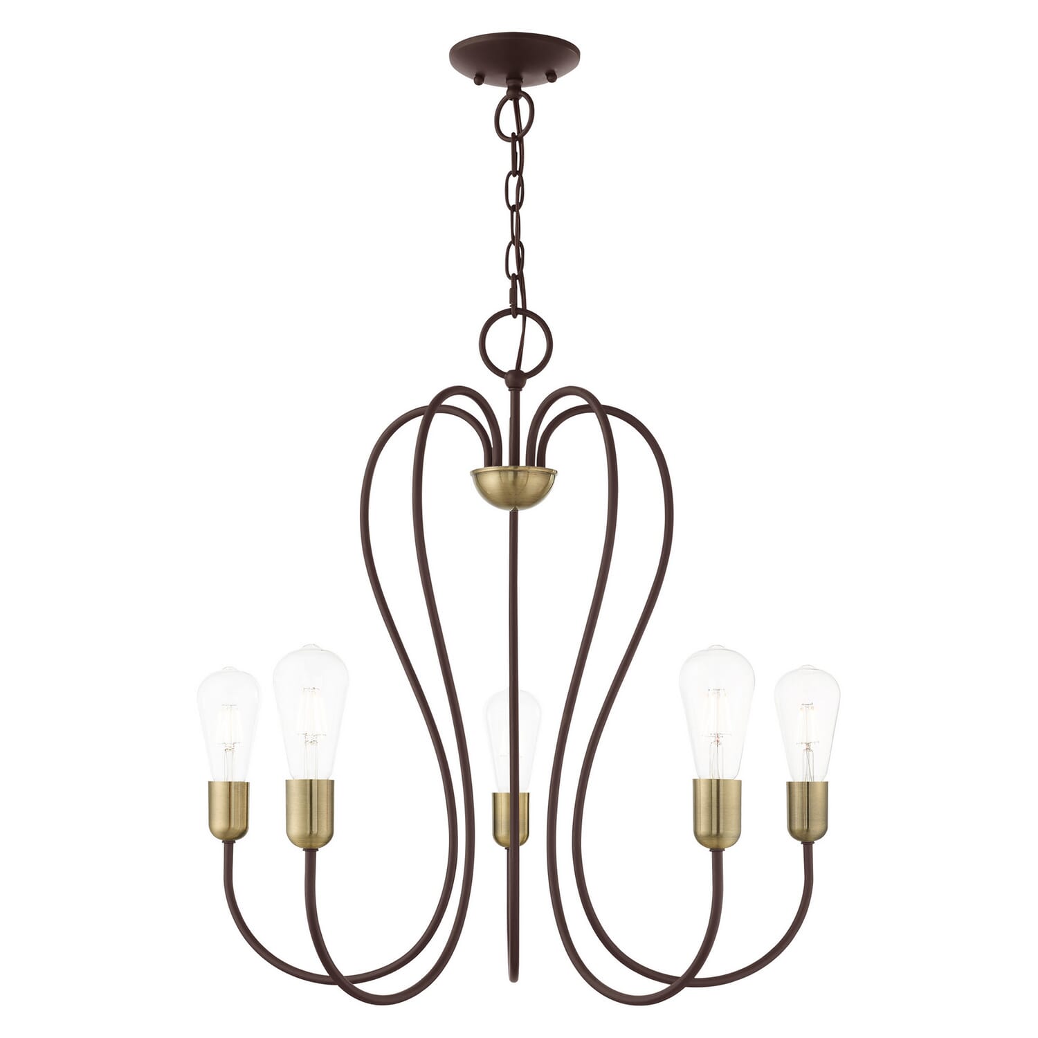 Lucerne 5-Light Chandelier in Bronze w with Antique Brass
