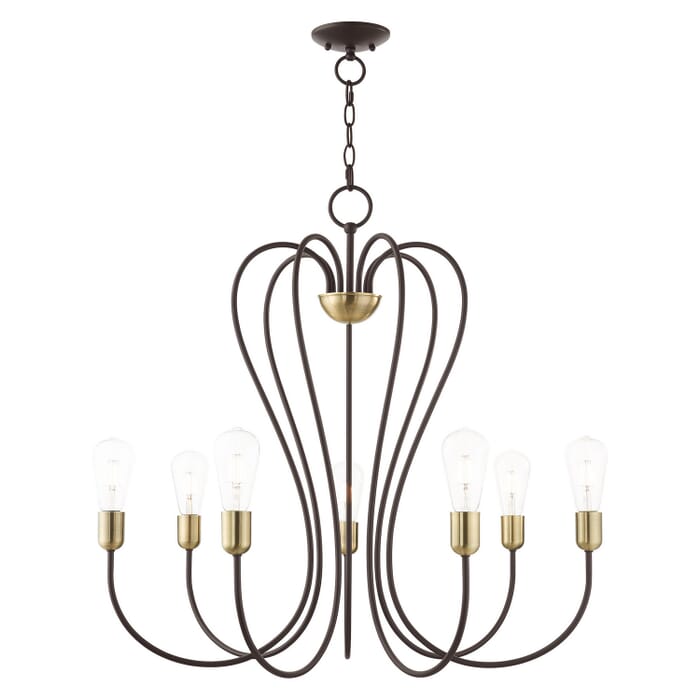 Lucerne 7-Light Chandelier in Bronze w with Antique Brasss Lucerne 7-Light Chandelier in Bronze w with Antique Brasss