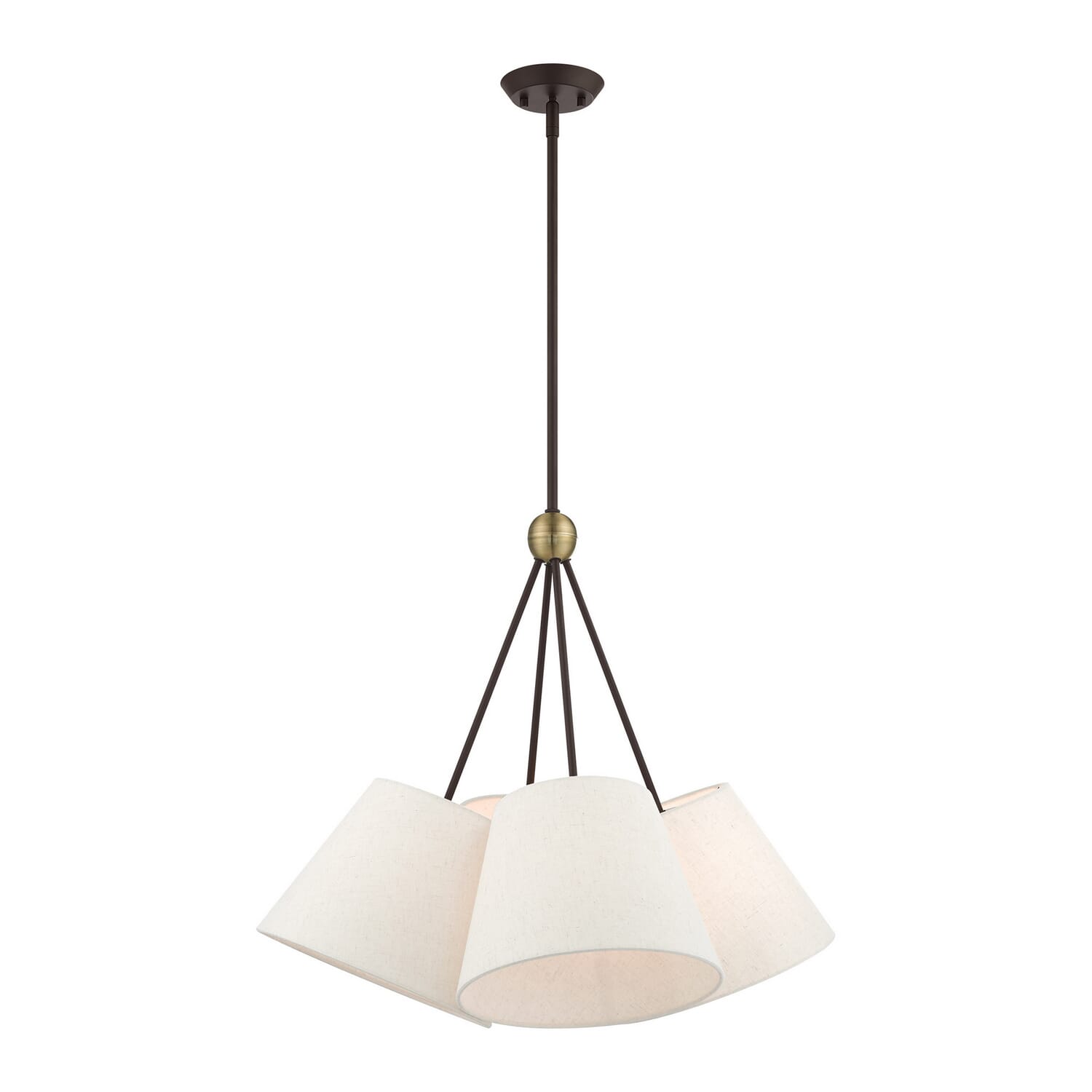 Prato 4-Light Chandelier in Bronze w with Antique Brasss