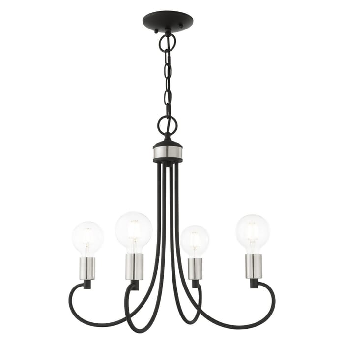 Bari 4-Light Chandelier in Black w with Brushed Nickels Bari 4-Light Chandelier in Black w with Brushed Nickels