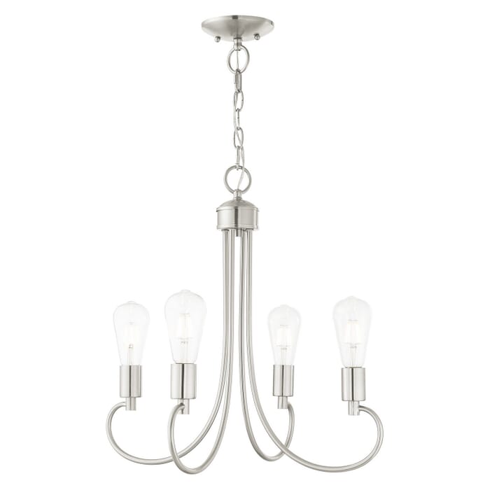Bari 4-Light Chandelier in Brushed Nickel Bari 4-Light Chandelier in Brushed Nickel