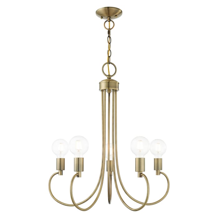Bari 5-Light Chandelier in Antique Brass Bari 5-Light Chandelier in Antique Brass