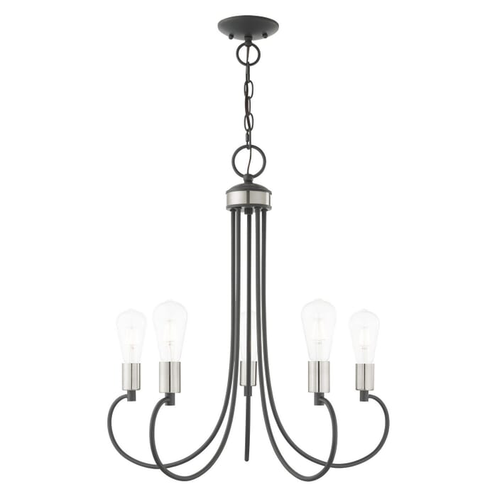 Bari 5-Light Chandelier in Scandinavian Gray w with Brushed Nickels Bari 5-Light Chandelier in Scandinavian Gray w with Brushed Nickels