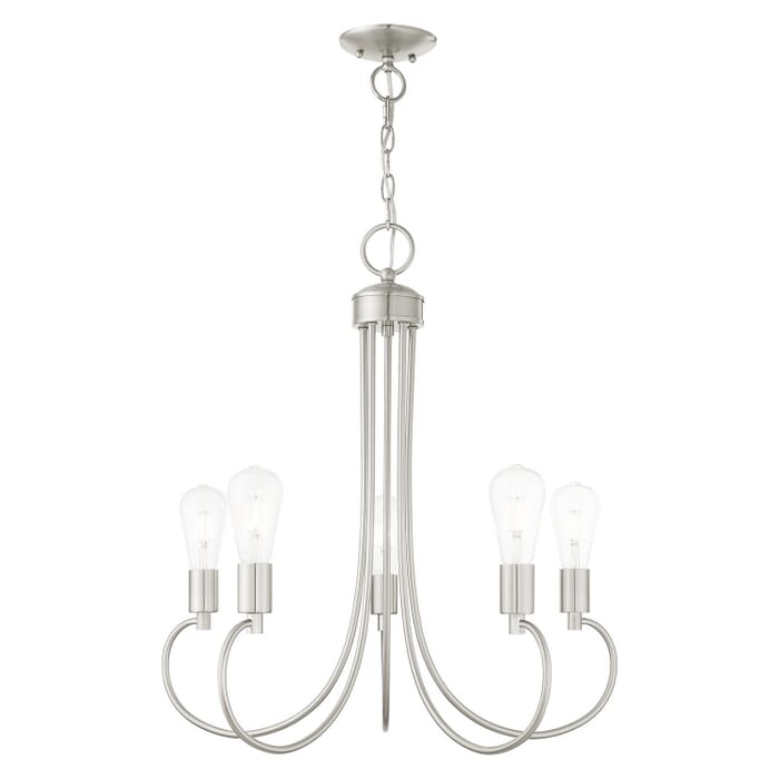 Bari 5-Light Chandelier in Brushed Nickel Bari 5-Light Chandelier in Brushed Nickel