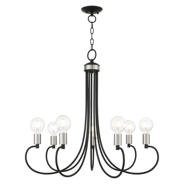Bari 7-Light Chandelier in Black w with Brushed Nickels Bari 7-Light Chandelier in Black w with Brushed Nickels