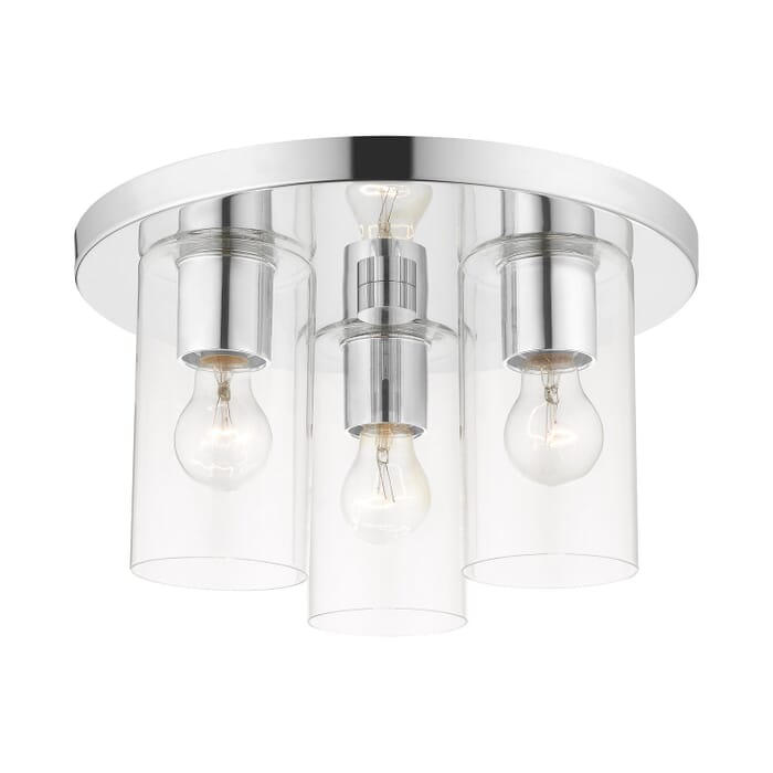 Zurich 3-Light Flush Mount in Polished Chrome Zurich 3-Light Flush Mount in Polished Chrome