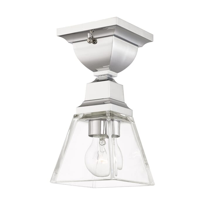 Mission 1-Light Flush Mount in Polished Chrome Mission 1-Light Flush Mount in Polished Chrome
