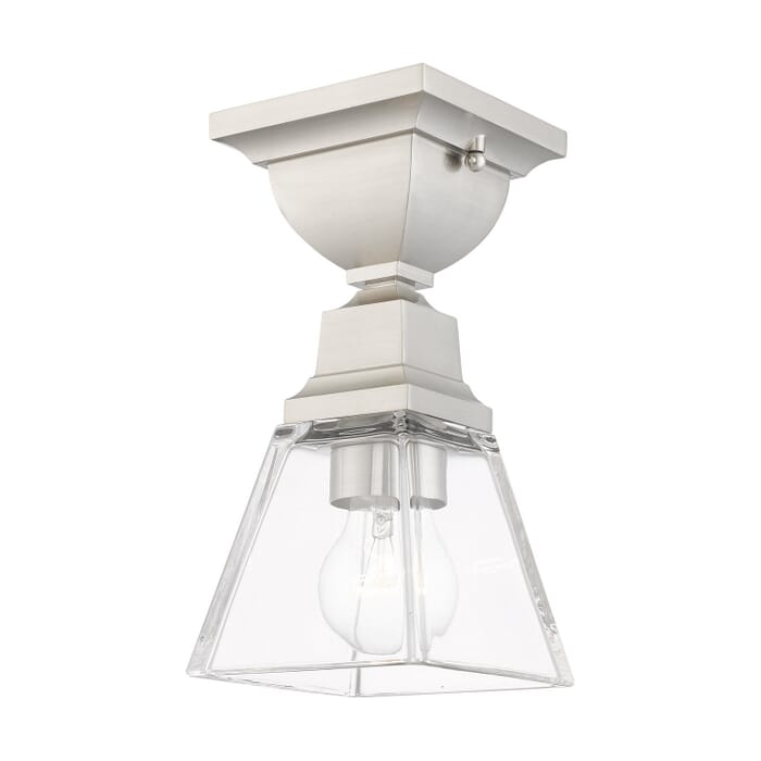 Mission 1-Light Flush Mount in Brushed Nickel Mission 1-Light Flush Mount in Brushed Nickel