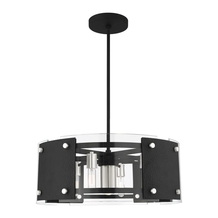 Barcelona 6-Light Chandelier in Black w with Brushed Nickels Barcelona 6-Light Chandelier in Black w with Brushed Nickels