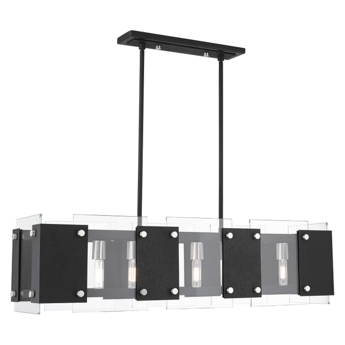 Barcelona 8-Light Linear Chandelier in Black w with Brushed Nickels Barcelona 8-Light Linear Chandelier in Black w with Brushed Nickels