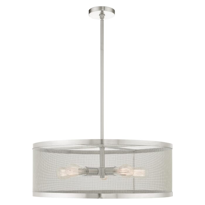 Industro 5-Light Chandelier in Brushed Nickel Industro 5-Light Chandelier in Brushed Nickel