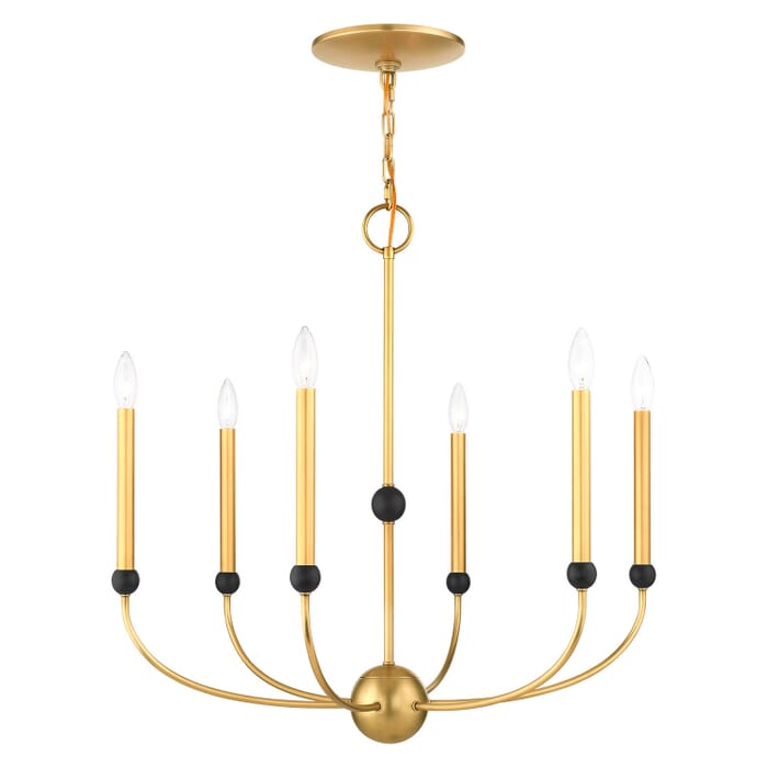 Cortlandt 6-Light Chandelier in Natural Brass w with Bronzes Cortlandt 6-Light Chandelier in Natural Brass w with Bronzes