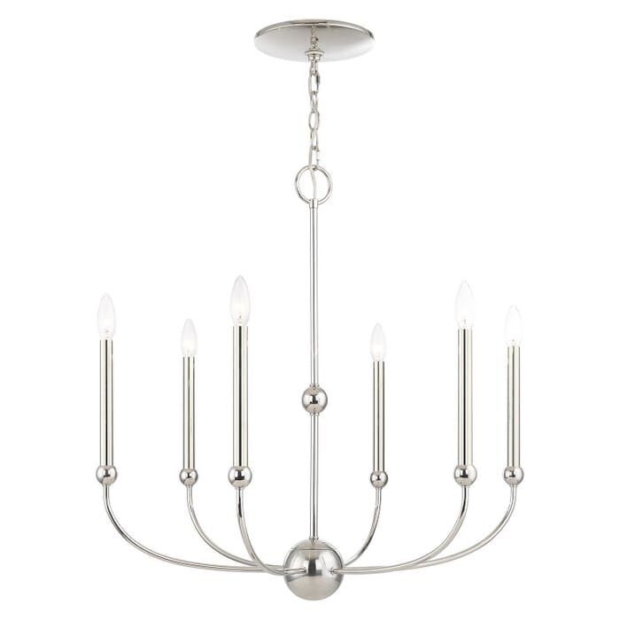Cortlandt 6-Light Chandelier in Polished Nickel Cortlandt 6-Light Chandelier in Polished Nickel
