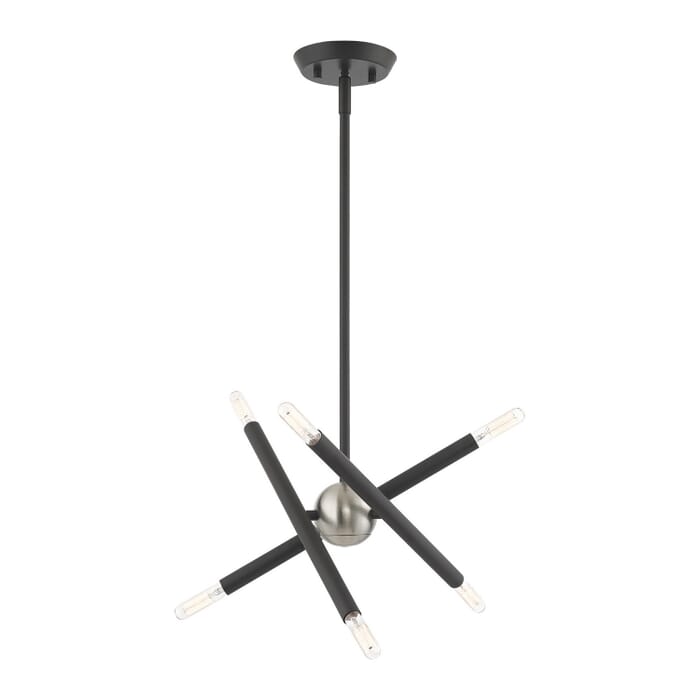 Soho 6-Light Chandelier in Scandinavian Gray w with Brushed Nickels Soho 6-Light Chandelier in Scandinavian Gray w with Brushed Nickels