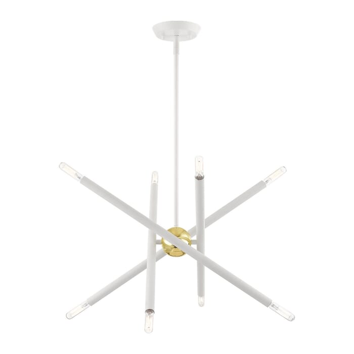 Soho 8-Light Chandelier in White w with Polished Brasss Soho 8-Light Chandelier in White w with Polished Brasss