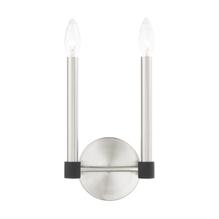 Karlstad 2-Light Wall Sconce in Brushed Nickel w with Blacks Karlstad 2-Light Wall Sconce in Brushed Nickel w with Blacks