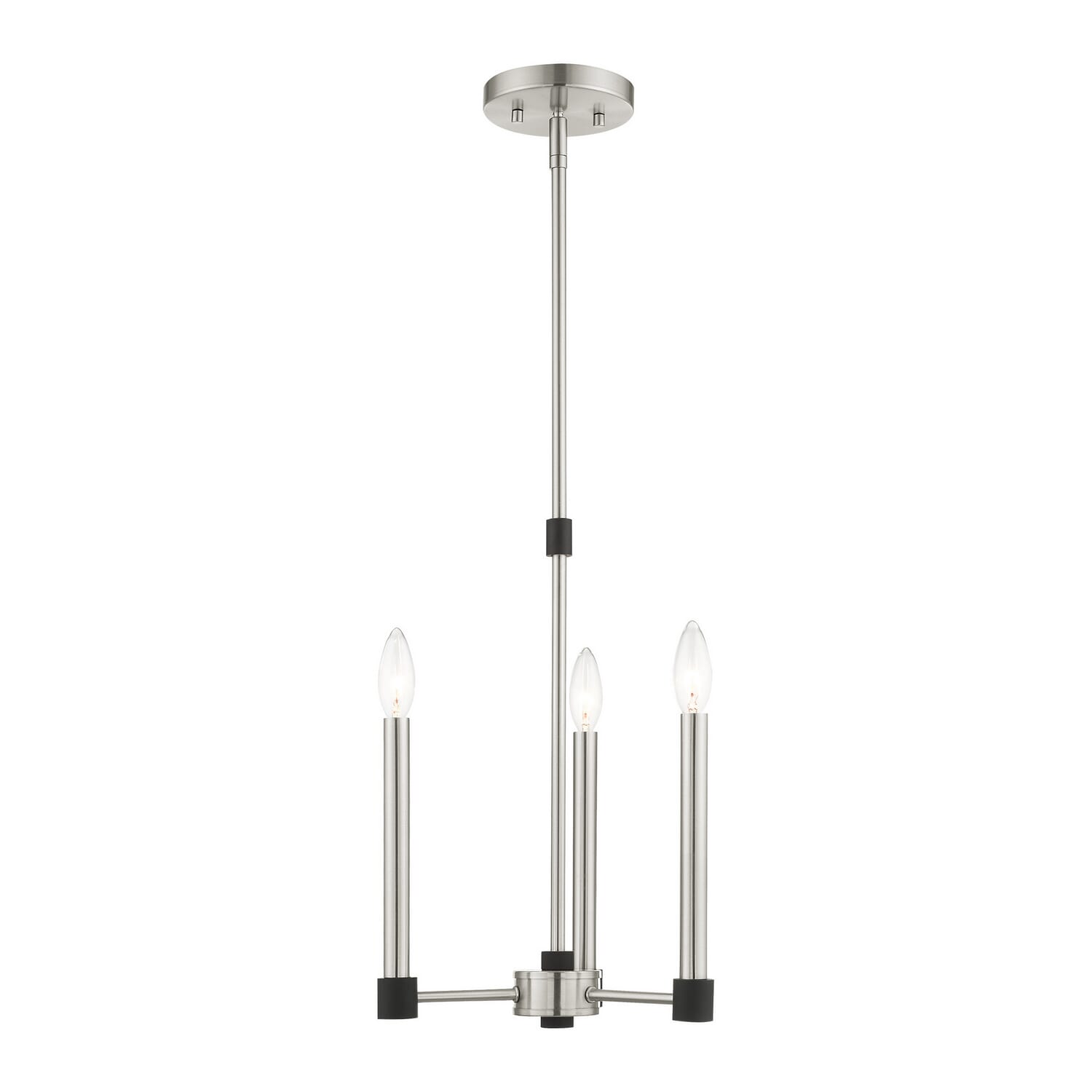 Karlstad 3-Light Chandelier in Brushed Nickel w with Blacks