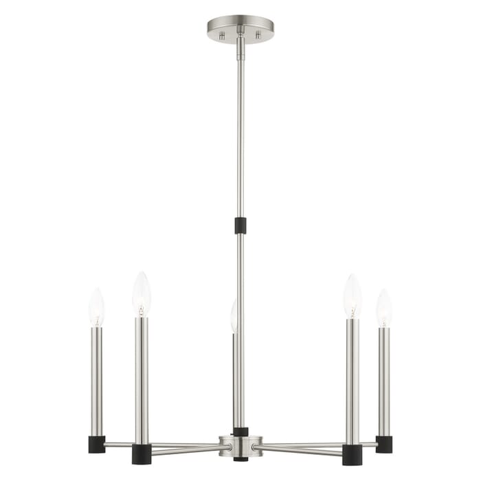 Karlstad 5-Light Chandelier in Brushed Nickel w with Blacks Karlstad 5-Light Chandelier in Brushed Nickel w with Blacks