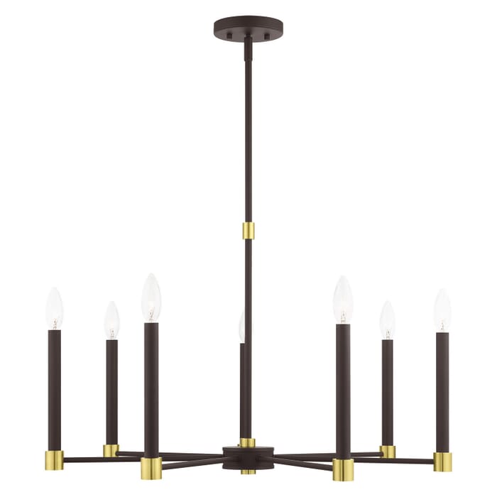 Karlstad 7-Light Chandelier in Bronze w with Satin Brasss Karlstad 7-Light Chandelier in Bronze w with Satin Brasss