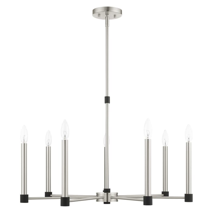 Karlstad 7-Light Chandelier in Brushed Nickel w with Blacks Karlstad 7-Light Chandelier in Brushed Nickel w with Blacks