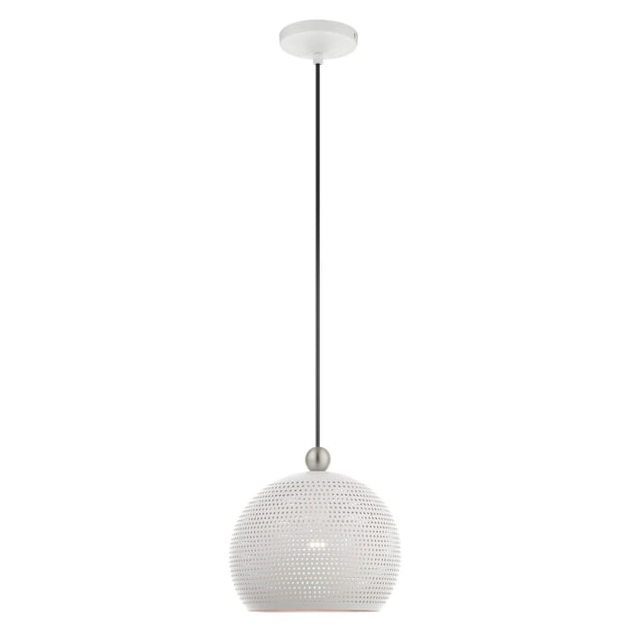 Dublin 1-Light Pendant in White w with Brushed Nickels Dublin 1-Light Pendant in White w with Brushed Nickels