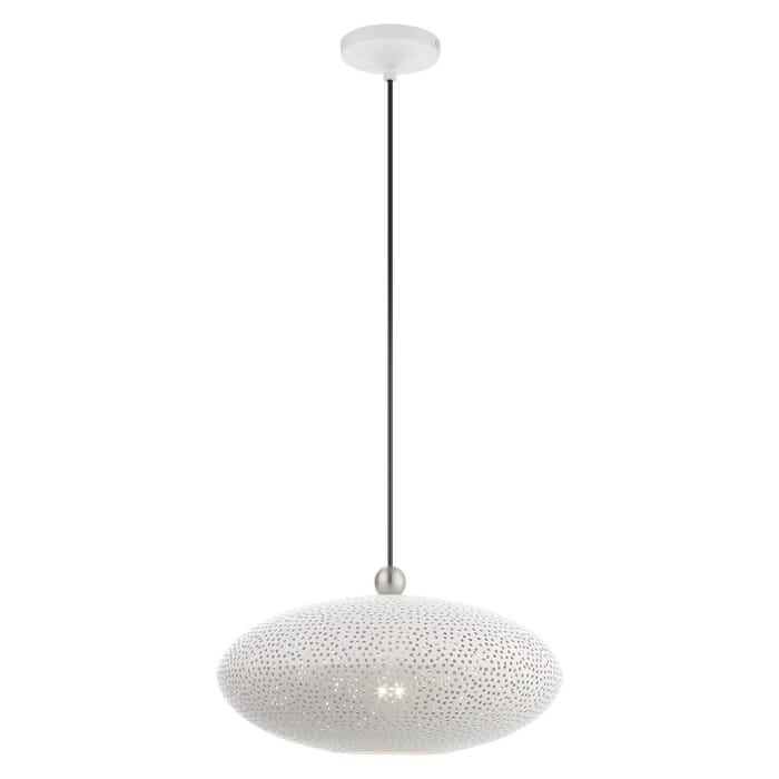 Dublin 1-Light Pendant in White w with Brushed Nickels Dublin 1-Light Pendant in White w with Brushed Nickels