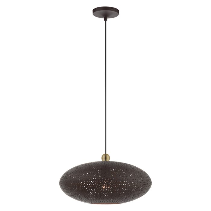 Dublin 1-Light Pendant in Bronze w with Antique Brasss Dublin 1-Light Pendant in Bronze w with Antique Brasss