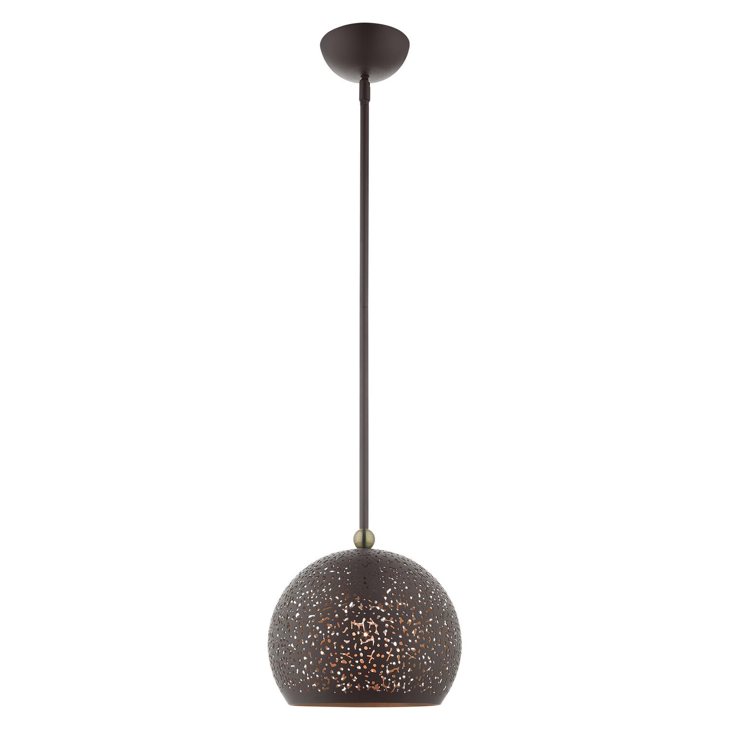 Charlton 1-Light Pendant in Bronze w with Antique Brasss