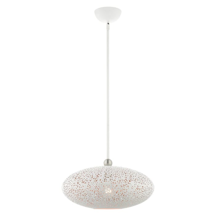Charlton 1-Light Pendant in White w with Brushed Nickels Charlton 1-Light Pendant in White w with Brushed Nickels