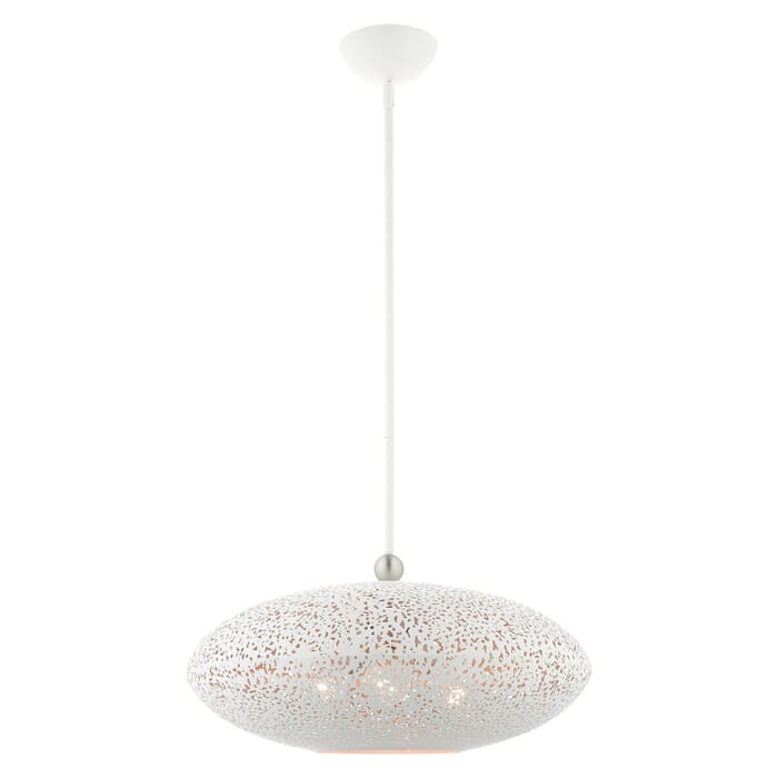 Charlton 3-Light Pendant in White w with Brushed Nickels Charlton 3-Light Pendant in White w with Brushed Nickels