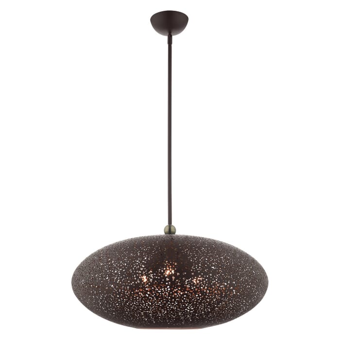 Charlton 3-Light Pendant in Bronze w with Antique Brasss Charlton 3-Light Pendant in Bronze w with Antique Brasss