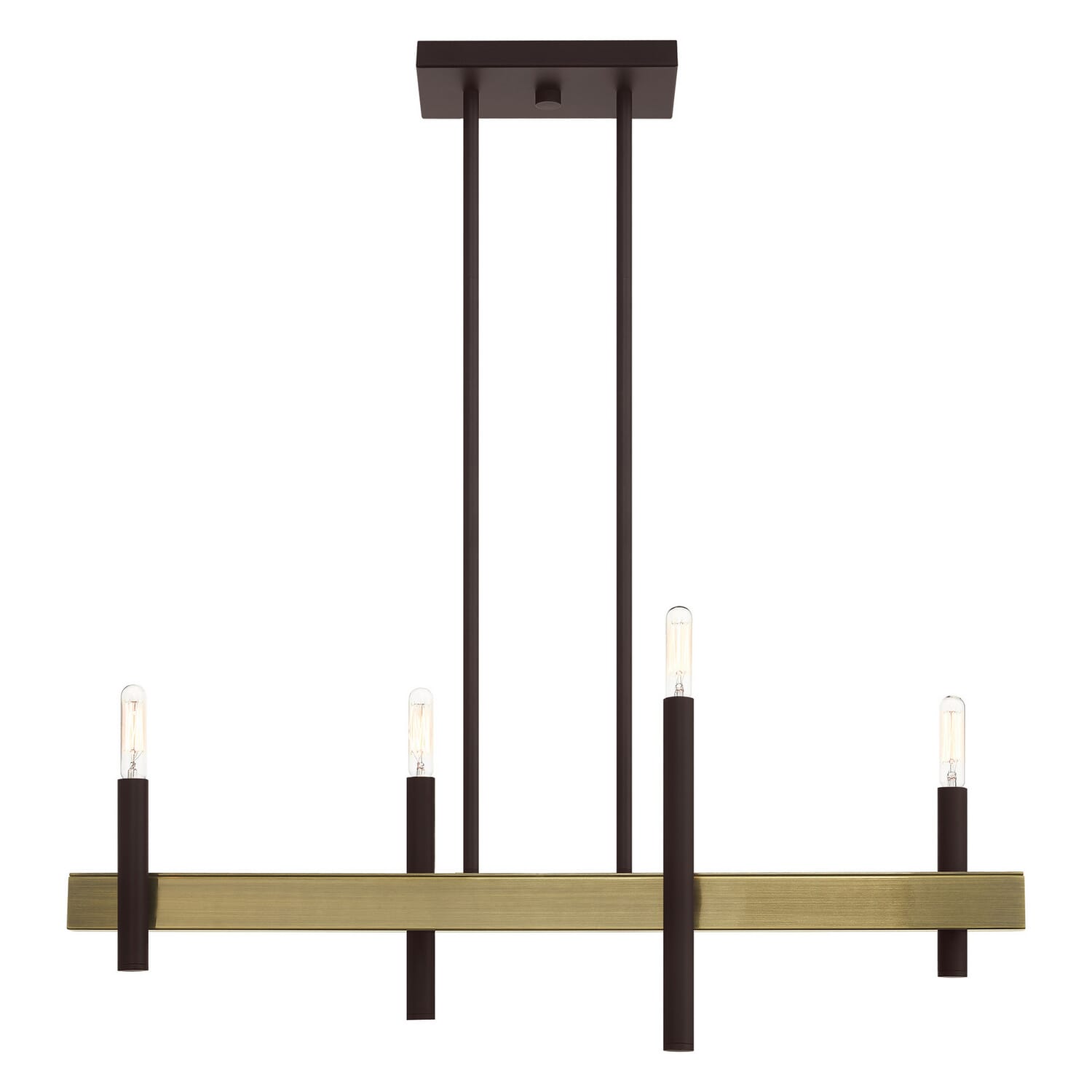 Denmark 4-Light Chandelier in Bronze w with Antique Brasss