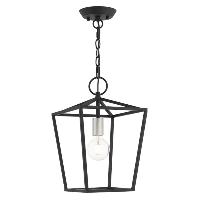 Devone 1-Light Convertible Semi-Flush with Lantern in Black w/ Brushed Nickels Devone 1-Light Convertible Semi-Flush with Lantern in Black w/ Brushed Nickels