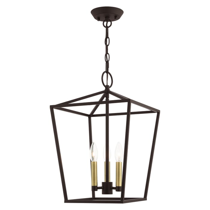 Devone 3-Light Convertible Semi-Flush with Lantern in Bronze Devone 3-Light Convertible Semi-Flush with Lantern in Bronze