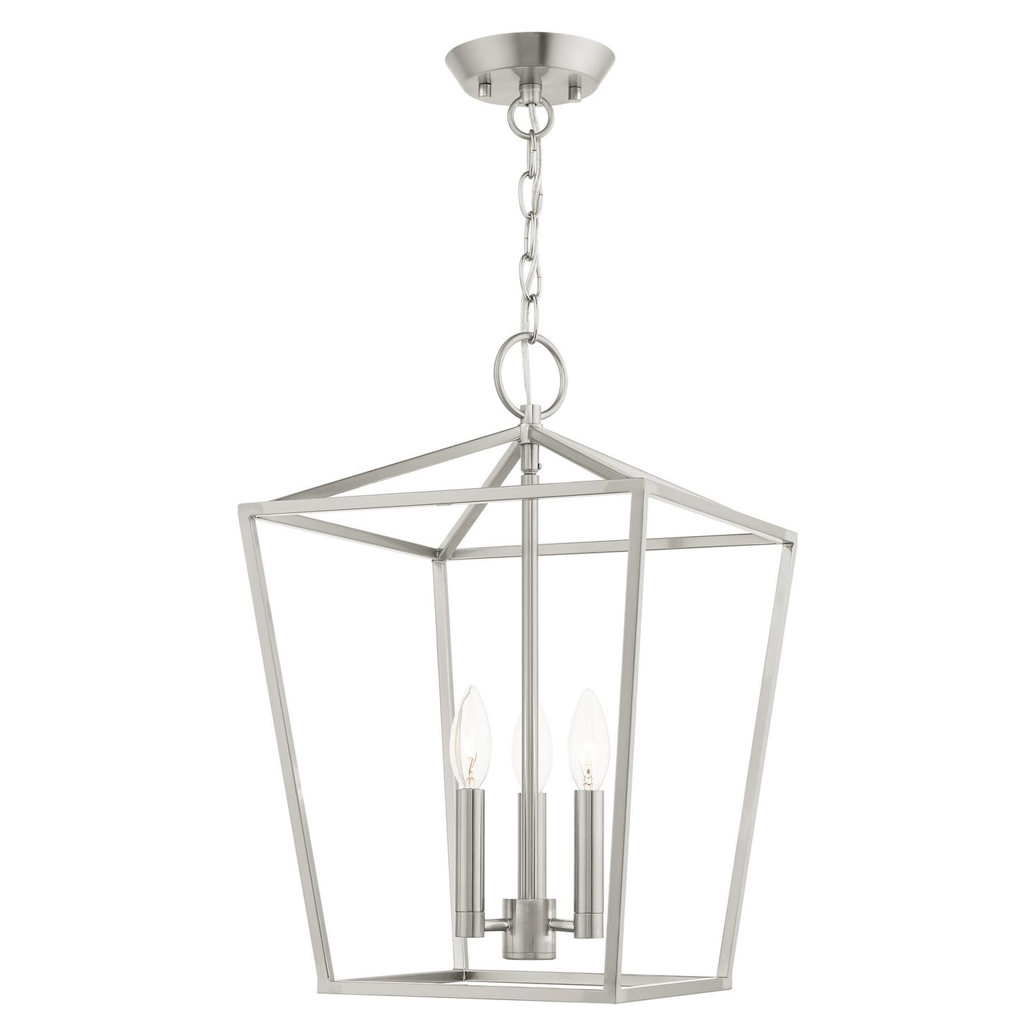 Devone 3-Light Convertible Semi-Flush with Lantern in Brushed Nickel
