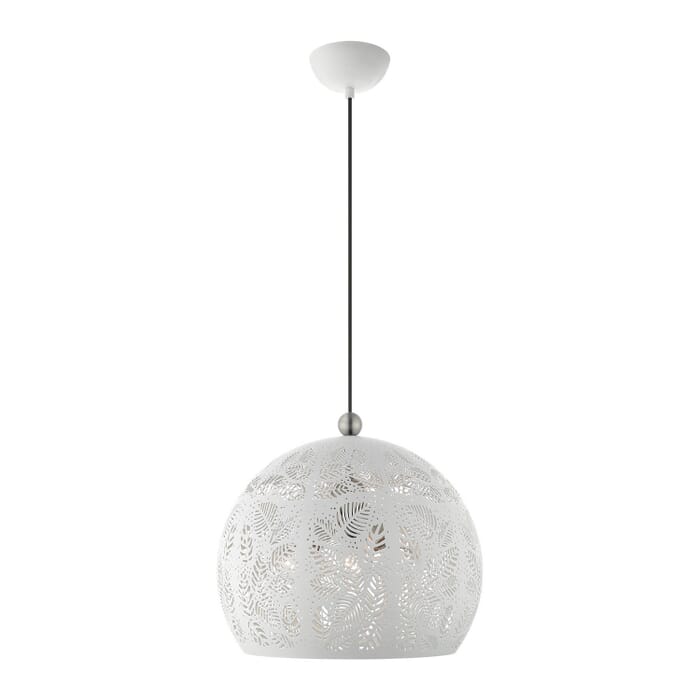 Chantilly 3-Light Pendant in White w with Brushed Nickels Chantilly 3-Light Pendant in White w with Brushed Nickels