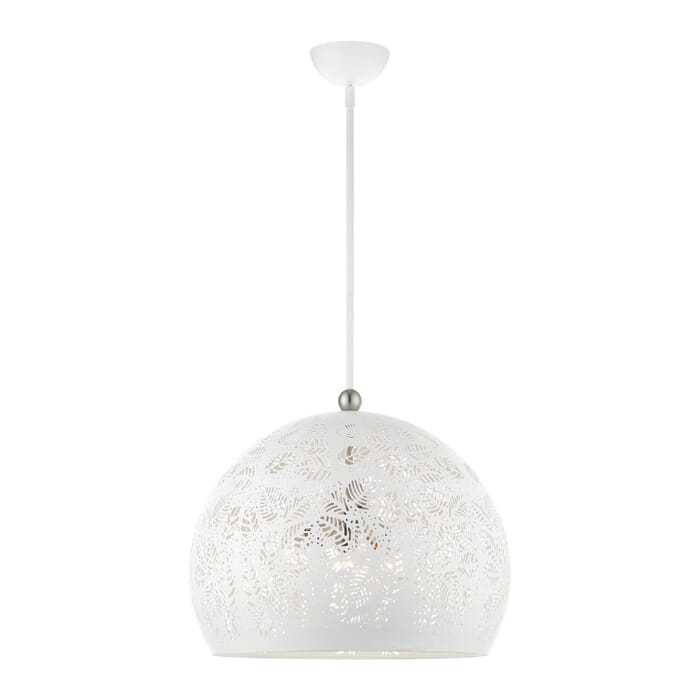 Chantilly 3-Light Pendant in White w with Brushed Nickels Chantilly 3-Light Pendant in White w with Brushed Nickels