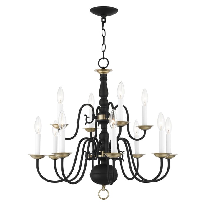 Williamsburg 12-Light Chandelier in Black w with Antique Brasss Williamsburg 12-Light Chandelier in Black w with Antique Brasss