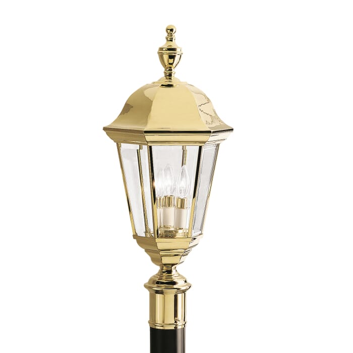Grove Mill 3-Light Outdoor Post Mount in Polished Brass Grove Mill 3-Light Outdoor Post Mount in Polished Brass