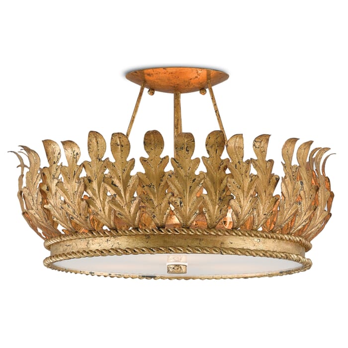Currey & Company 3-Light Biddulph Ceiling Light in Gold Leaf Currey & Company 3-Light Biddulph Ceiling Light in Gold Leaf