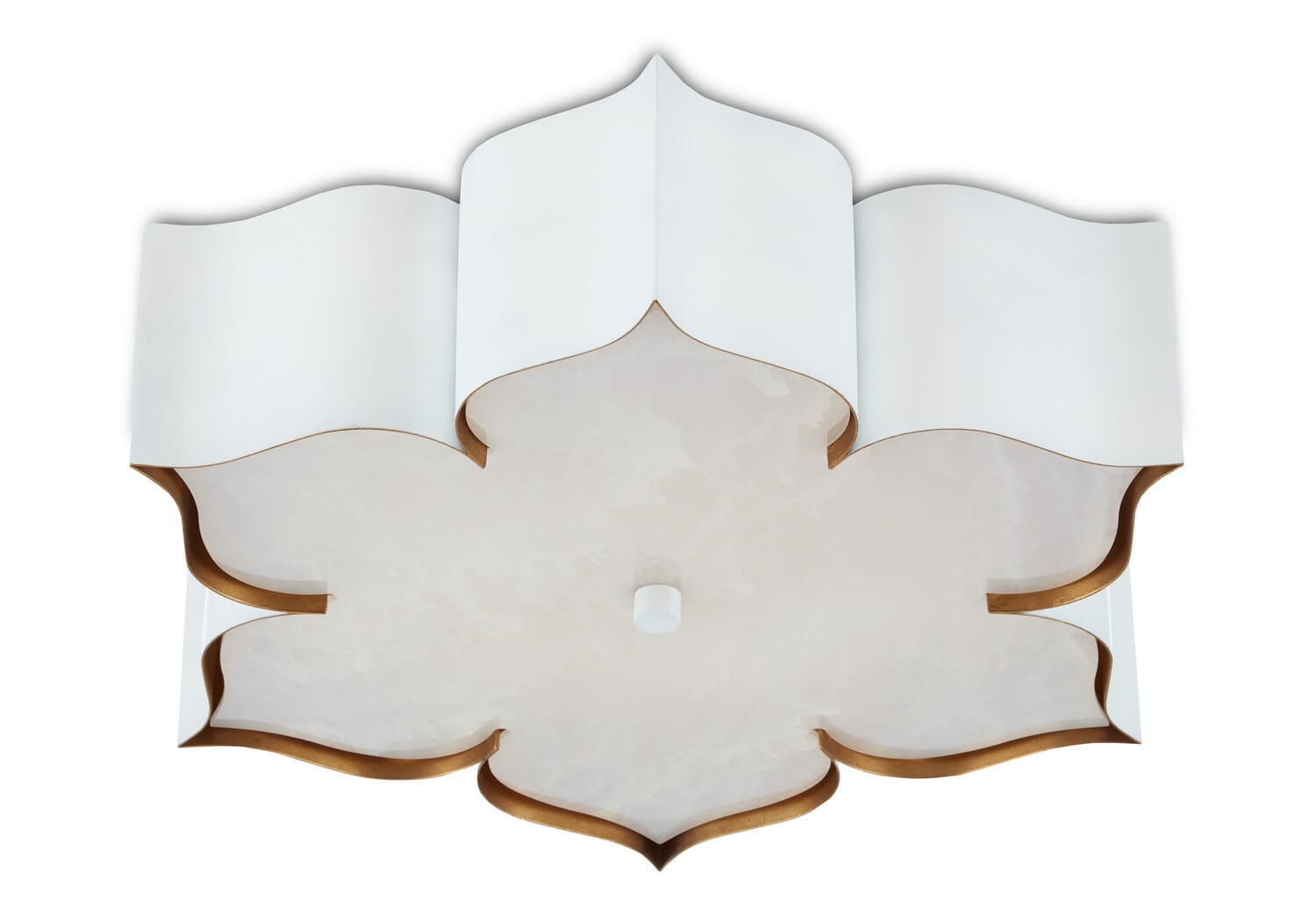 Grand Lotus 2-Light Flush Mount in Sugar White with  Contemporary Gold
