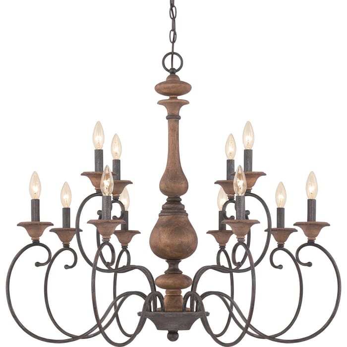 Quoizel Auburn 12-Light 31" Traditional Chandelier in Rustic Black Quoizel Auburn 12-Light 31" Traditional Chandelier in Rustic Black
