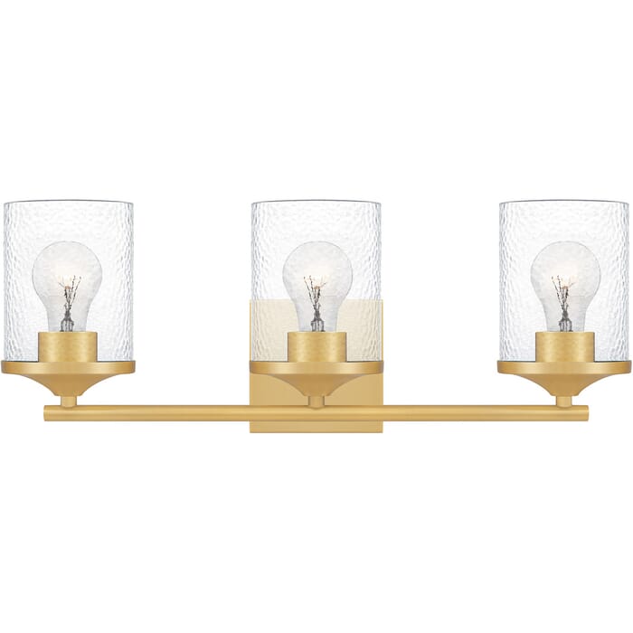 Quoizel Abner 3-Light Bathroom Vanity Light in Aged Brass Quoizel Abner 3-Light Bathroom Vanity Light in Aged Brass