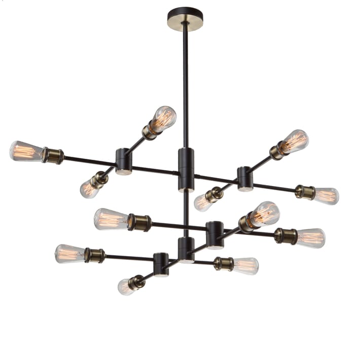 Artcraft Tribeca 12-Light Chandelier in Matte Black & Satin Brass Artcraft Tribeca 12-Light Chandelier in Matte Black & Satin Brass