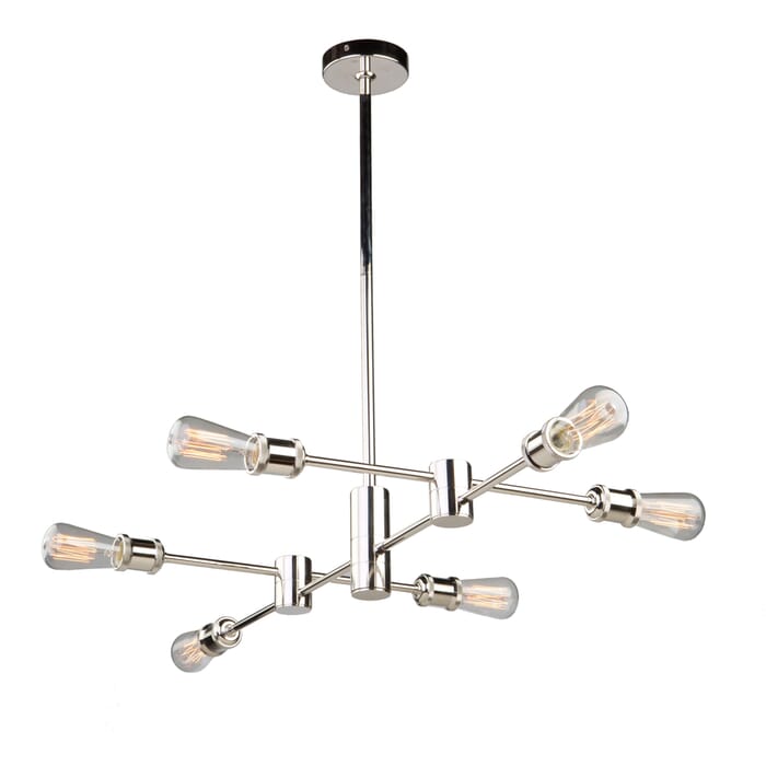 Artcraft Tribeca 6-Light Chandelier in Polished Nickel Artcraft Tribeca 6-Light Chandelier in Polished Nickel