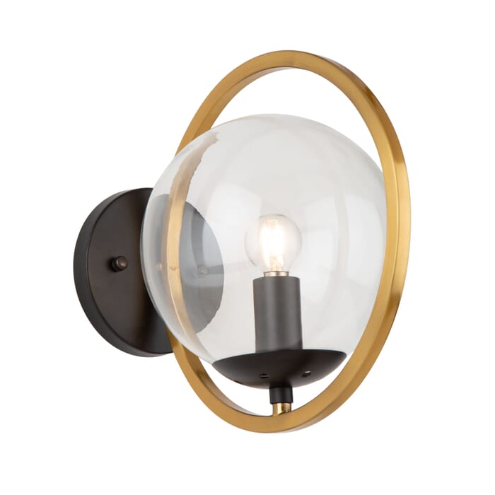 Artcraft Lugano Wall Sconce in Black & Vintage Brass Artcraft Lugano Wall Sconce in Black & Vintage Brass