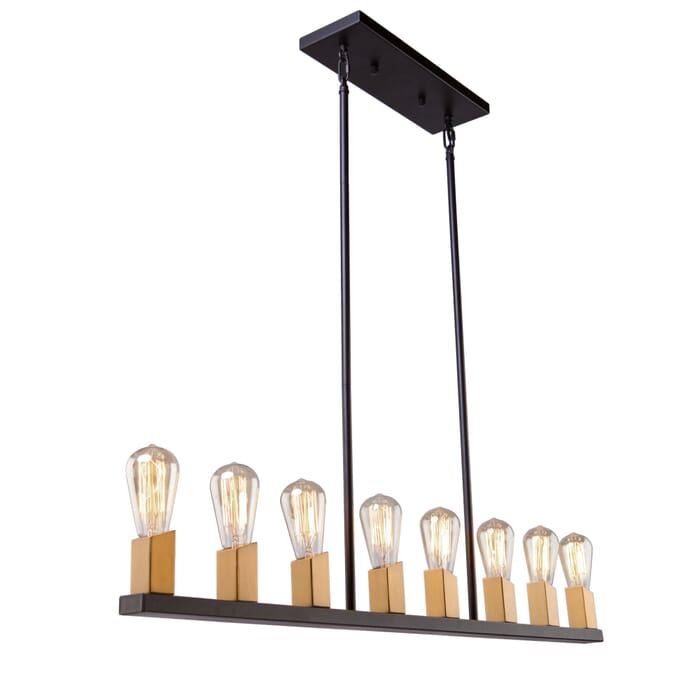 Artcraft Skyline 8-Light Kitchen Island Light in Dark Bronze & Satin Brass Artcraft Skyline 8-Light Kitchen Island Light in Dark Bronze & Satin Brass